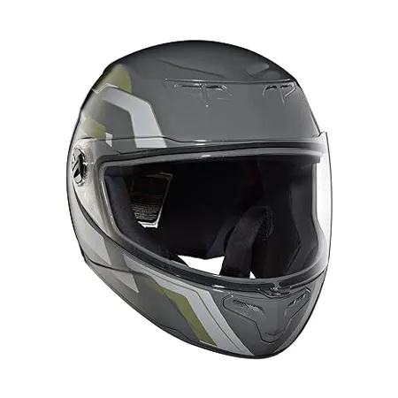 Royal Enfield TPEX Full Face Camo MLG Helmet with Clear Visor Gloss Grey Size XL 61 62cm 