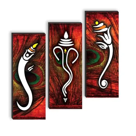 SAF set of 3 Lord Ganesha UV textured self adeshive wall painting for home decoration SANF SJ1013