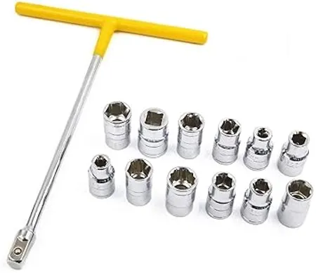 SNE 13Pcs Vehicle Car T Shaped Handle Wrench Spanner With 8 19Mm 1 2 Socket Tool Set Hex