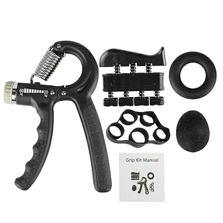 SOLARA Hand Gripper Set of 5 Hand Finger exercise equipment for Gym Hand Grip strengthener Mobile app with 5 eBooks and 50 plus Videos Black