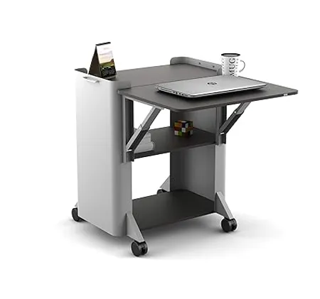 SOS Spacewood LiteOffice Bunny Portable Foldable Multipurpose Utility Trolley Table Silver Grey Standard WFBUFS603575PGMG 