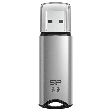 SP Silicon Power 64GB USB 3 0 Flash Drive Aluminum Casing Built in Strap Hole USB 3 2 Gen 1 USB 2 0 Thumb Drive Pen Drive Memory Stick Silver Marvel M02 Series