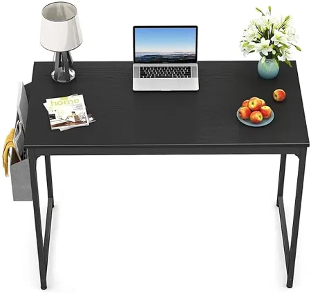 STAR WORK Metal Frame Workstation Modern Simple Style PC Desk with Storage Bag and Hook Black 30 X 32 X19 