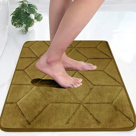 STATUS Memory Foam Bath Mat Rug Ultra Soft and Non Slip Bathroom Rugs Water Absorbent and Machine Washable Bath Rug for Bathroom Shower and Tub 16 x 24 Brown 