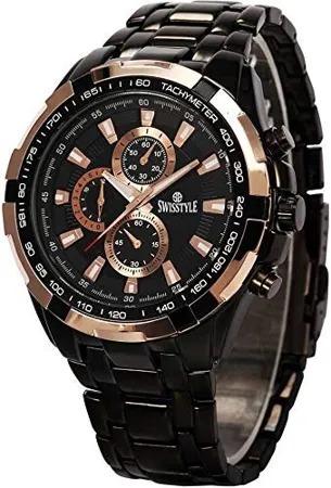 SWISSTYLE Black Chain Chrono Look Analog Watch for Men