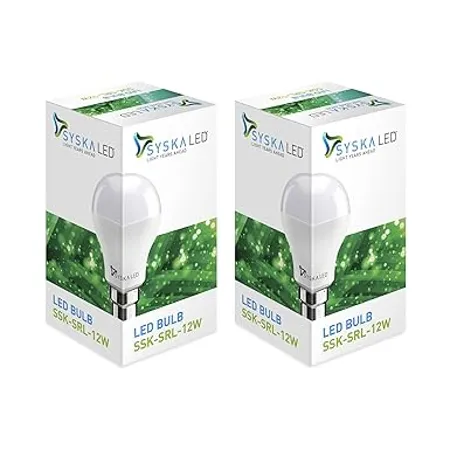 SYSKA Ssk Srl 12W Base B22 12 Watt Led Bulb Pack of 2 Cool Day Light Medium B22D 