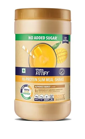 Saffola FITTIFY Hi Protein Slim Meal Replacement Shake Alphonso Mango 420 gm