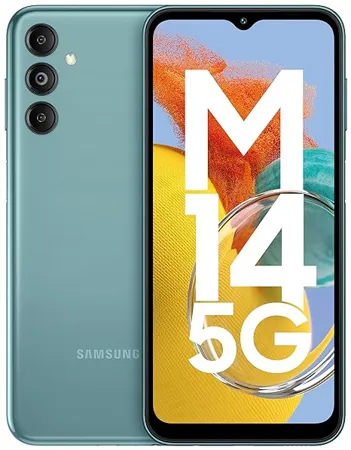 Samsung Galaxy M14 5G Smoky Teal 6GB 128GB 50MP Triple Cam Segment s Only 6000 mAh 5G SP 5nm Processor 2 Gen OS Upgrade 4 Year Security Update 12GB RAM with RAM Plus Android 13 Without Charger
