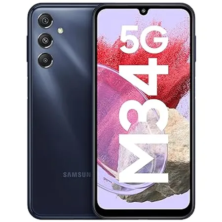 Samsung Galaxy M34 5G Midnight Blue 6GB 128GB 120Hz sAMOLED Display 50MP Triple No Shake Cam 6000 mAh Battery 4 Gen OS Upgrade 5 Year Security Update 12GB RAM with RAM Android 13 Without Charger