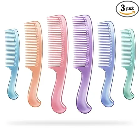Sanas Hair Brush Comb for Women 3Pcs fine teeth hair comb with handle hair grooming detangling comb set 3Pcs Assorted Colour 