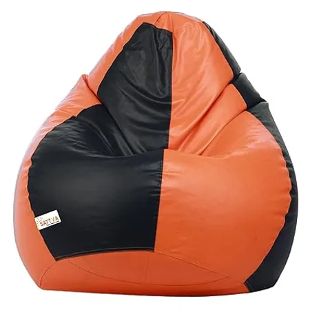 Sattva Classic Bean Bag Cover Without Beans XXL Size Dual Colour Black Orange