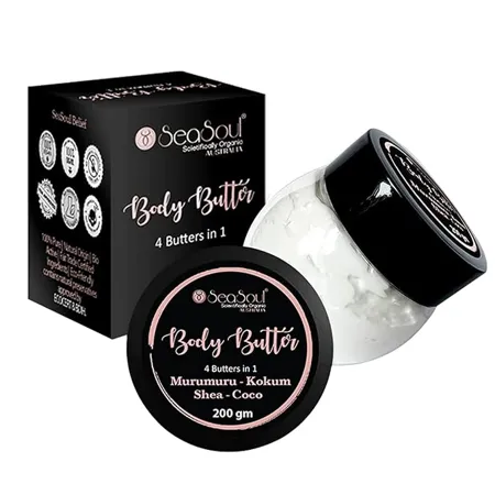 SeaSoul Body Butter with Cocoa Shea Murumuru Kokum Skin Moisturizer Cream for Dry Skin for Brightening Lightening Pigmentation Reduction pH Balanced Formula 200 g 