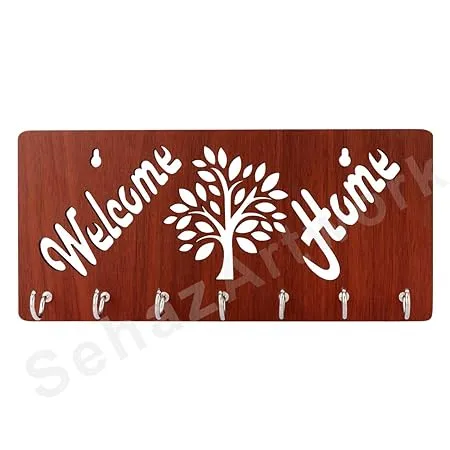 Sehaz Artworks Key Holder for Home Key Stand Key Holder for Wall Key Hangers for Wall 7 Hooks Welcome Home 