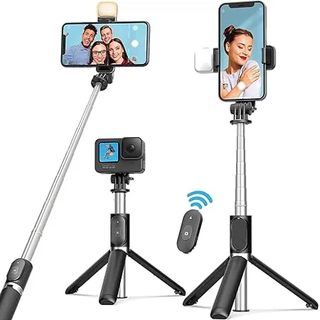 Selfie Stick with Tripod Stand Bluetooth Extendable Tripod for Mobile Phone 3 in 1Multifunctional Selfie Stick for iPhone Mi OnePlus Samsung Oppo Vivo and All Phones