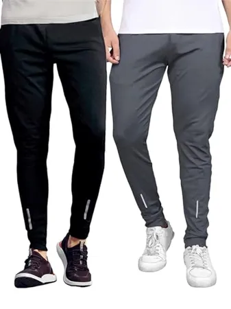 Selvia Men s Lycra Full Elastic Sport Wear Stretchable Track Pant Combo Pack of 2