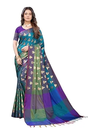 Shubhisha Fashion Women s Art Silk Saree with Blouse Piece Sinki Rama 1158 Rama 