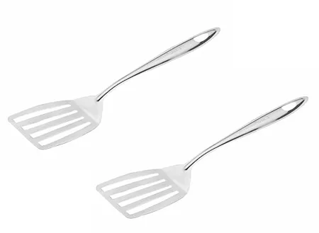 SignoraWare Kitchen Tools Stainless Steel Food Grade Heavy Gauge 1 3 MM Plus Slotted Turner Spatula Cooking Turner No 4 for Dosa Roti Omlette Paranthas PavBhaji Breads Size 29 cm Set 2