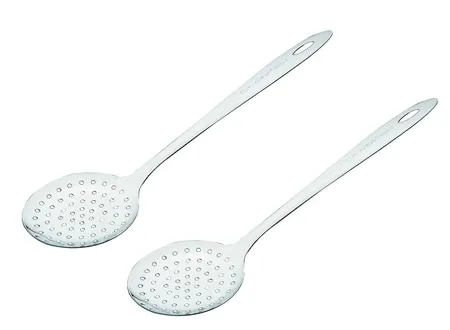 SignoraWare Kitchen Tools Stainless Steel Food Grade Heavy Gauge 1 5 MM Prima Skimmer Poni Deep Fry Jhara Jharni No 6 for Frying and Straining Puris Nuggets Rice Pakodas Size 33 cm Set 2