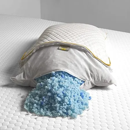 SleepyCat Adjustable Shredded Memory Foam Pillow Adjustable Filling with Free Pouch Antimicrobial Antibacterial Bamboo Cover 25 X 16 inches Pack of 2 Piece