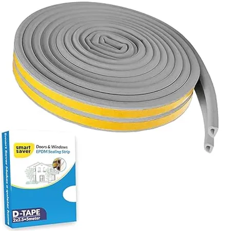 Smart Saver D Shaped Grey Self Adhesive Epdm Doors and Windows Foam Seal Strip Rubber Weatherstrip 5 Meter 2 X 2 5 M 5 Meter Pack of 1