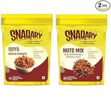 Snaqary Ready to Eat Peanuts Chai Time Indian Authentic Healthy Snacks No added artificial Flavour or Preservatives Perfect Tea Snacks Combo of Soya Peanuts Nut Mix 2 