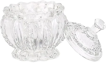 Somil Multi Purpose Sugar Candy Transparent Jar Bowl with Lid Clear Round Glass 110 Ml CandyJar A1 a 