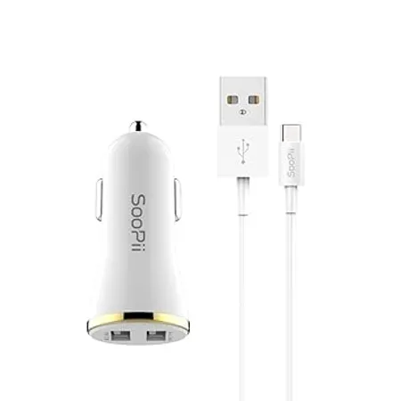 Soopii 2 4 Ampere Premium High Speed Car Charger for All Smartphones Tablets with C Type Cable 