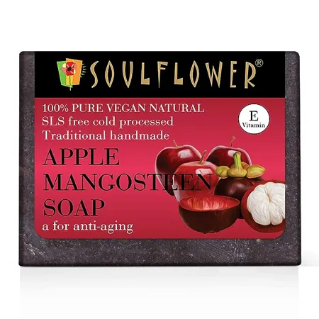 Soulflower Apple Mangosteen Soap Handmade 100 Pure Natural Cold processed Grade 1 BIS Standard Premium Luxurious Soap with Essential Oils Exotic Herbs Aroma 150g