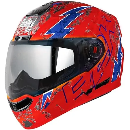 Steelbird SBA 1 R2K Live Double Visor Full Face Graphics Helmet Inner Silver Sun Shield and Outer Clear Visor
