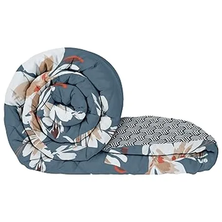 Story Home Comforter Double Bed Blanket for Winter Quilt Duvets 1 Fusion Reversible Double Comforter Grey White 180 GSM 220 cm X 250 cm