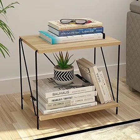Story Home Lazywud Collection Do It Yourself 2 Tier Book Shelf Book Stand for Living Room Kids Room and Study Room Summer Oak Finish 
