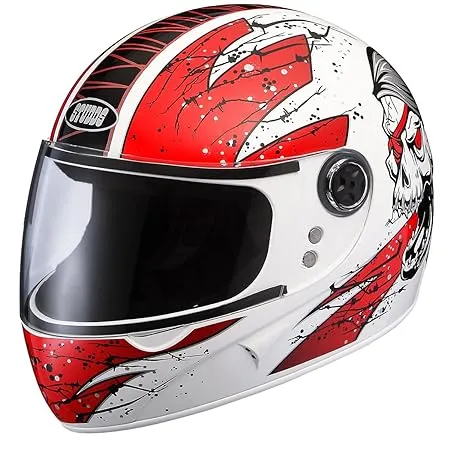 Studds Chrome Super D3 Full Face Helmet White and Red L 