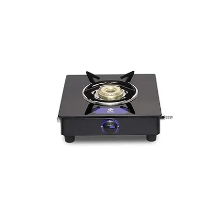 Stuffa Royal Gas Stove 1 Burner Glass Top Black Body LPG Stove with 69 Thermal Efficiency 1 Years Complete Doorstep Warranty