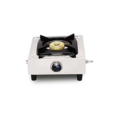 Stuffa Star LPG Stainless Steel 1 Burner Gas Stove ISI Certified Manual Ignition Silver 1 Year Door step Warranty 