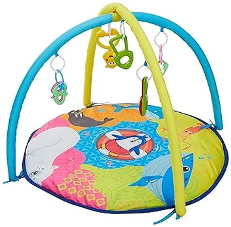 Supples Baby Play Gym Mat Activity Play Gym for Baby with Hanging Toys Baby Bedding for Newborn for 2 Months Pack of 1 Animal Print Multicolor 