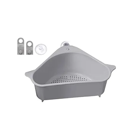 Suzec Plastic Triangle Shape Sink Storage Rack Drain Shelf Suction Cup Sink Soap Holder Kitchen Sucker Storage Drain Rack Corner Organizer Multifunctional Kitchen Drainer Storage Rack Multicolor 
