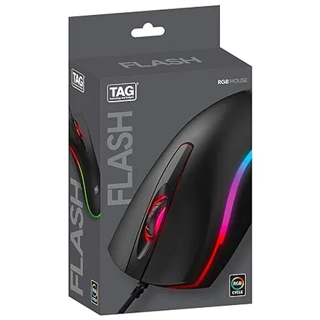 TAG Flash USB RGB Mouse 3 Button Left Right Scroll Upto 1 5 Meter Cable Left Right clicks for Pc Mac Laptop