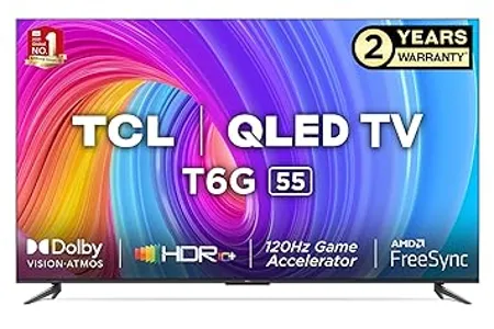 TCL 139 cm 55 inches 4K Ultra HD Smart QLED Google TV 55T6G Black 