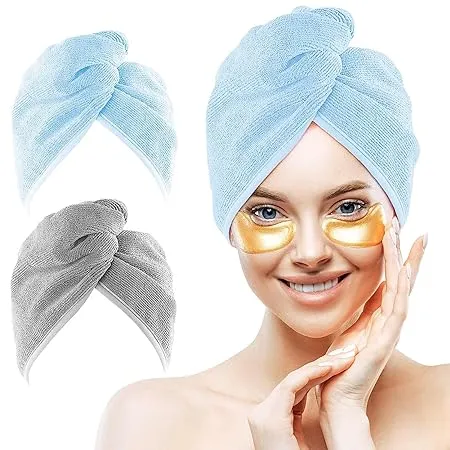 THEODORE Pack Of 2 Hair Drying Absorbent Microfiber Towel Dry Shower Caps Bathrobe Hat Magic Hair Wrap For Women Hair Wrap Variant 1 2 Multicolored