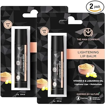The Man Company Lightening Lip Balm for Dry Chapped Dark and Smoky Lips Pack of 2 Moisturizes Nourishes Soften Lips with the power of Vitamin E Coconut Olive Oil