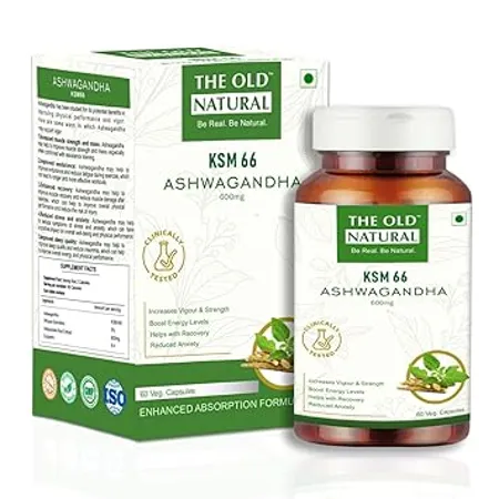 The Old Natural KSM 66 Ashwagandha 500 mg Veg Capsules Extra Strength Natural Formulation Support strength energy Withania Somnifera Extract 60 Vegetarian Capsules