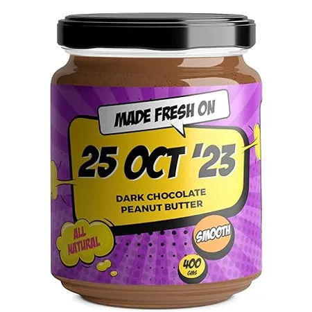 TheFreshNeeds Natural Peanut Butter Dark Chocolate Smooth 400gm Made Fresh on the day of Order with Real Chocolate