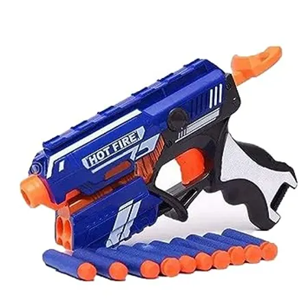 Toy Imagine Blaze Storm Hot Fire Dart Gun Toy with 10 Safe Soft Foam Bullet for Target Shooting Fun Activity Battle Fight Indoor Outdoor Game Best Birthday Gift for Children Kids Boys Girls 