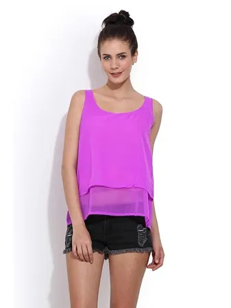 Trend Arrest Women s Polyester Solid Layered Top