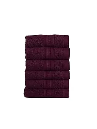 Trident Face Towels 100 Cotton Highly Absorbent Super Soft 6 Piece Face Towel Set Soft Comfort 500 GSM Wine Red