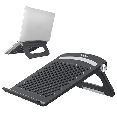 Tukzer Foldable Laptop Tablet Stand Riser for Laptop MacBook Notebook Up to 15 6 Inches with Multi Angle Adjustment Lightweight Ergonomically Designed Black 