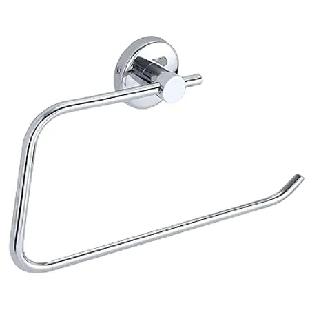 Tukzer Wall Mounted Stainless Steel Towel Holder Dust Proof Waterproof Square Shape Holder Hanger for Bathroom Kitchen Washroom Silver