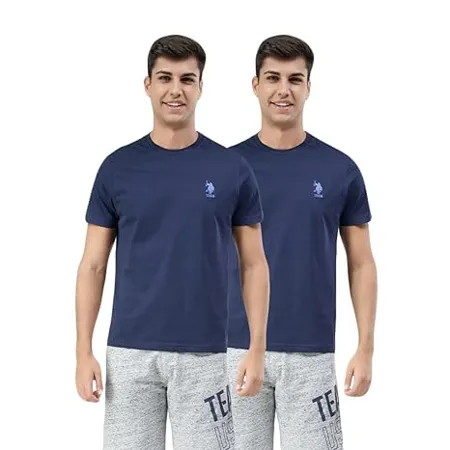 U S POLO ASSN Mens Crew Neck Embroidered Logo I633 Lounge T Shirt Pack of 2