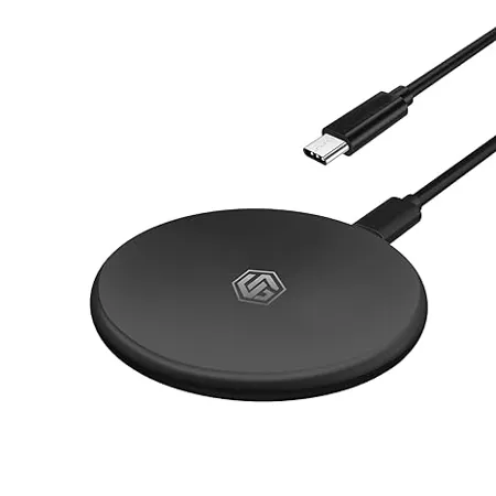UNIGEN UNIPAD 200 Wireless Charger 15W Qi Fast Wireless Charging Pad Type C to C Cable Compatible with All Wireless Compatible Smartphones Earbuds BK 