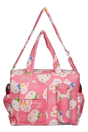 Unique Ideas New Born Baby Multipurpose Polyester Mother Bag with Holder Light Pink Medium 